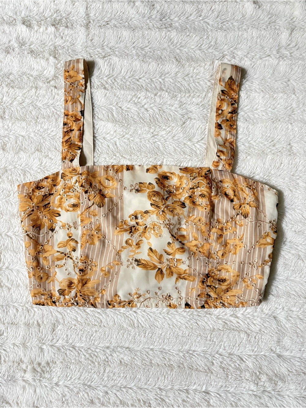 12th Tribe Yellow Floral Crop Top Size Small Cottage Grandmacore